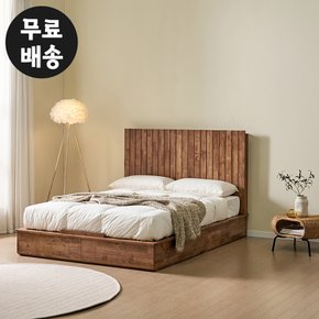 루디 고무나무 원목 서랍형 침대프레임 수납형 평상형 부부 안방 튼튼한(라지킹/월넛)