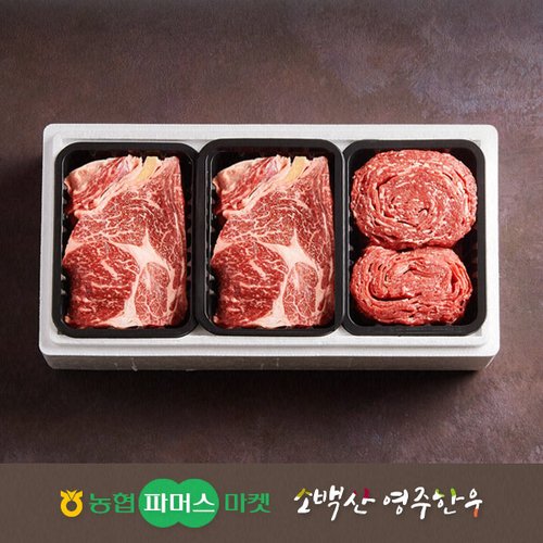 [냉장][농협영주한우]실속 가족 구이혼합세트3호 (등심x2/불고기) / 1.2kg