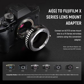 NEEWER AIFG X-T2 X-T5 X-T20 X-Pro3 X-Pro2 AI(G)-FX 렌즈 마운트 어댑터 렌즈-FX 시리즈