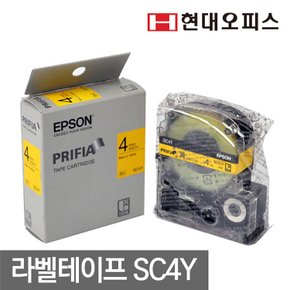 정품 라벨프린터 소모품 SC4Y [4mm/라벨테이프/노랑바탕, 검정글씨]