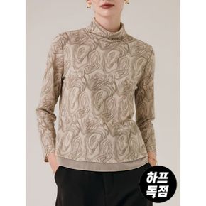 웨이브 드로잉 하이넥 블라우스_P377247791