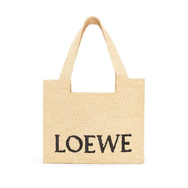  [LOEWE FONT TOTE RAFFIA M] 로에베 미디움 폰트 토트 라피아 라탄 핸드백 기은세 베이지