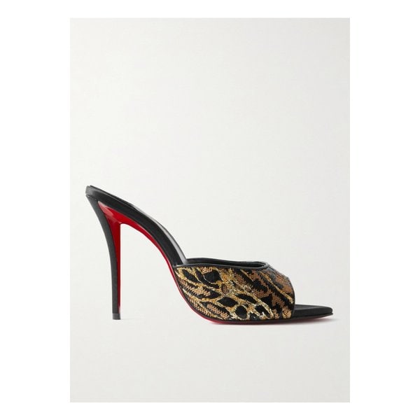 미스 Z 오셀롯 루렉스 가죽 트리밍 시퀸 새틴 뮬 레오파드 1647597352325489