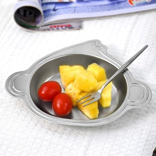 키친유 원숭이 스텐 간식접시 유아 그릇 간식 어린이 나눔 앞접시 4
