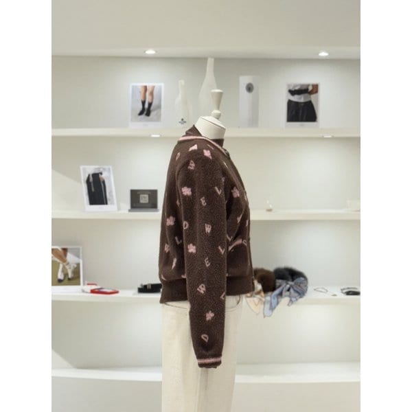 [여주점] 여성 레터링 자카드 니트 가디건 (D244KSL044)