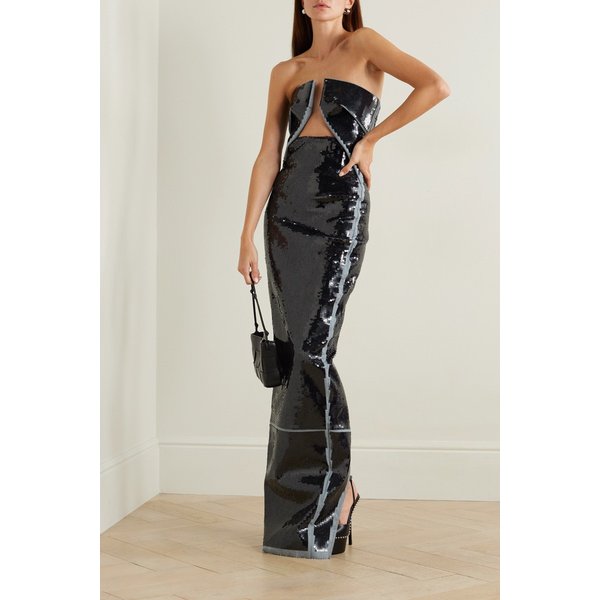 스트랩리스 시퀸 데님 가운 블랙 1647597305564603