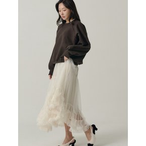 Sha Bottom Frill Long Skirt_Cream