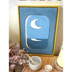 호수속 달님 골드 벽걸이 액자30x40