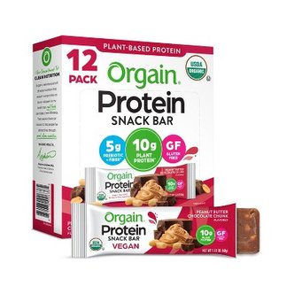 보드엠 Orgain 유기농 비건 단백질 바 - 땅콩 버터 초콜릿 칩 - 12ct 프로틴