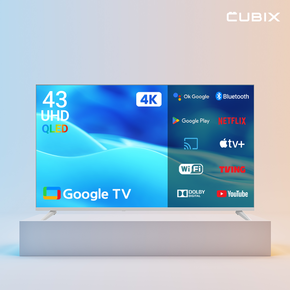 화이트에디션 43인치 4K UHD QLED TV 단품 스마트티비 구글 안드로이드