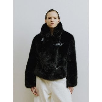 몰리올리 ROY Toggle Faux Fur Jacket [Black]