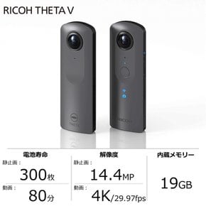 RICOH THETA V 메탈릭 그레이 360도 카메라 손떨림 보정 기능 탑재 4K 　910725