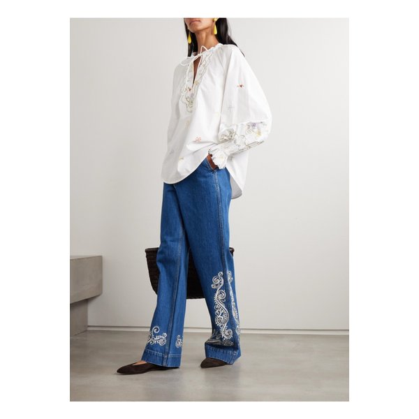 알레마이스 자코네스 자수 미드라이즈 스트레이트 진 46376663162920123