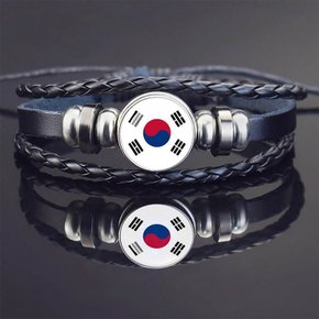 태극기 팔찌 애국팔찌 가죽 커플팔찌 남녀공용 애국 기념 패션팔찌