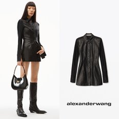 alexanderwang 알렉산더왕 가죽과 저지 테일러드 블랙 셔츠