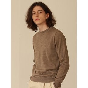 Wool soft round neck knit (Sand melange)