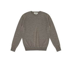 Wool soft round neck knit (Sand melange)