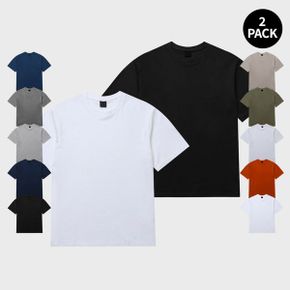16수 무지 반팔 티셔츠 이너 흰티 면티 희색 검정 헤비 레이어드 라운드 무지티 2팩_P390909361