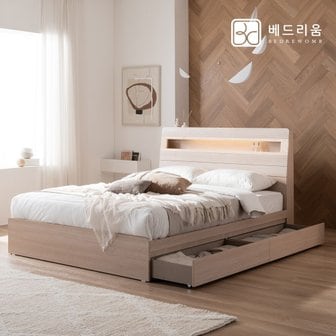  금성침대 베드리움 NEW 스마트메이트 편백 LED 수납침대(SS)+듀얼쿠션 유로탑