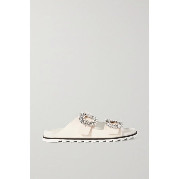 슬리디 비브 스와로브스키 크리스털 장식 가죽 슬라이드 샌들 46353151656003836