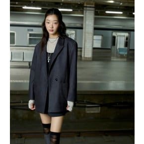 스웨이드 컷팅 배색 박시 자켓 AS3LZ865