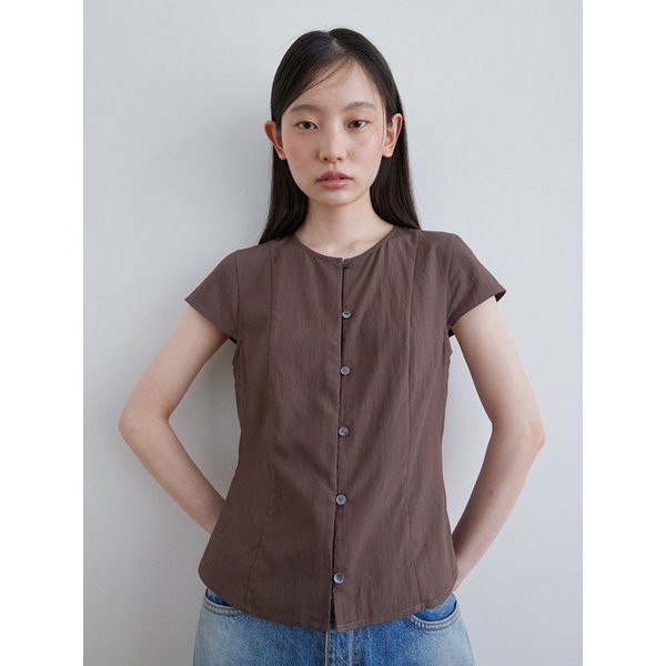 Cap sleeve blouse_BROWN