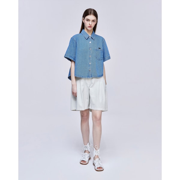 [파주점] [송지오우먼]지제로 팬서 데님 하프 셔츠 블루 WH3SH805BL