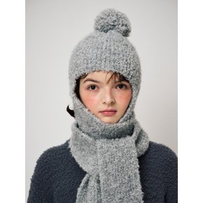 BOUCLE BALACLAVA MUFFLER, GREY