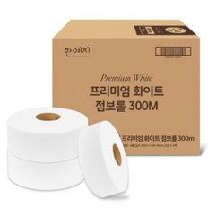 프리미엄 화이트 점보롤 300m 1박스 16롤  업소용 대용량 화장지