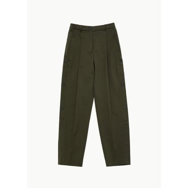 샵아모멘토 카이스 25SS 0147 Tailored Pants With Side Buttons, Loden Green