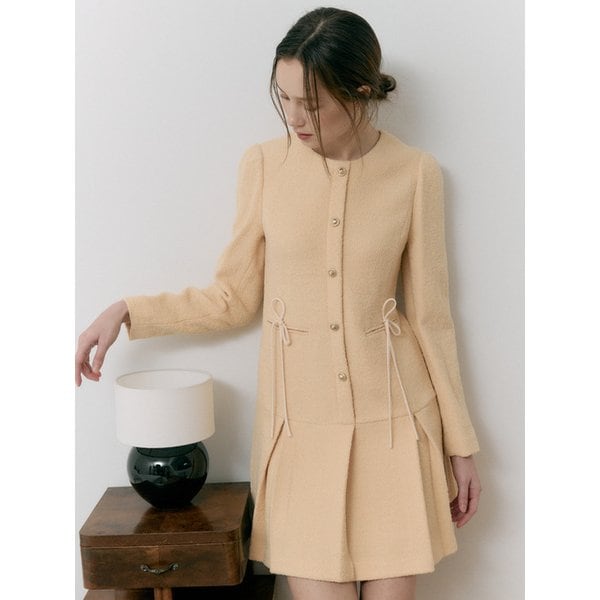 Pleated Ribbon Tweed Dress