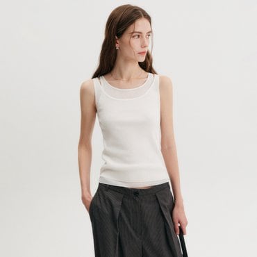 룩캐스트 센터드 레이어드 슬리브리스 니트 탑 / SCENTED RAYERED SLEEVELESS KNIT TOP_2colors