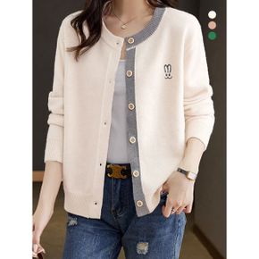 토피 바니자수 배색 가디건_P404716880