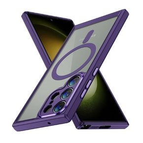 갤럭시 S24 플러스 케이스 풀커버 렌즈커버 투명 클리어 맥세이프 클리어 하드 핸드폰 케이스 M1