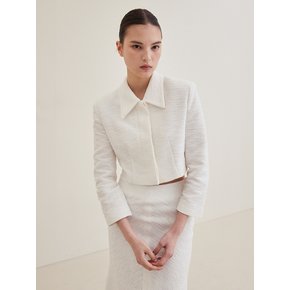 Tweed Cropped Jacket - White