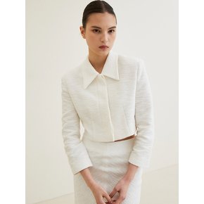 Tweed Cropped Jacket - White