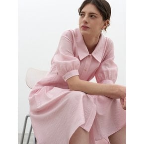 PIN-TUCK FLARE DRESS_PINK