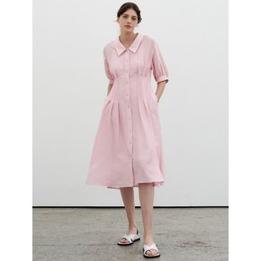 PIN-TUCK FLARE DRESS_PINK