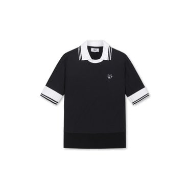 왁 골프 (WWTCM25902BKX)여성 Color Block Rib Cool Ribbed SS Top 티셔츠