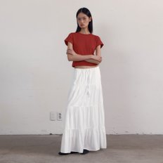 Shirring Tiered Banding Skirts (White)