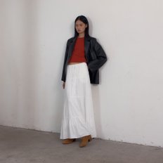 Shirring Tiered Banding Skirts (White)