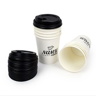  카페 종이컵 뜨거운 커피용 뚜껑 컵 세트 10온스 10P