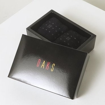 닥스 DBSS5F605BK [선물포장][남성중목2족] 별패턴 DD로고 중목 2족세트 양말