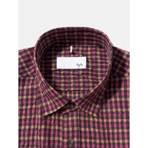 L2 Autumnal Magenta Brick Check Shirt S203