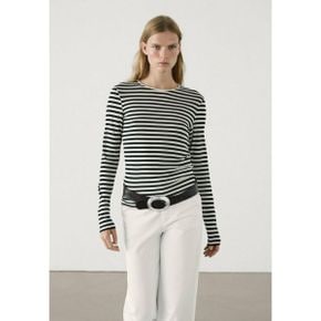 5002619 Massimo Dutti STRIPED - Long sleeved top black