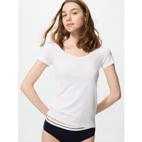 여성 이너티 에어리즘 U넥 반팔 이너 티셔츠 화이트 핑크 베이지
