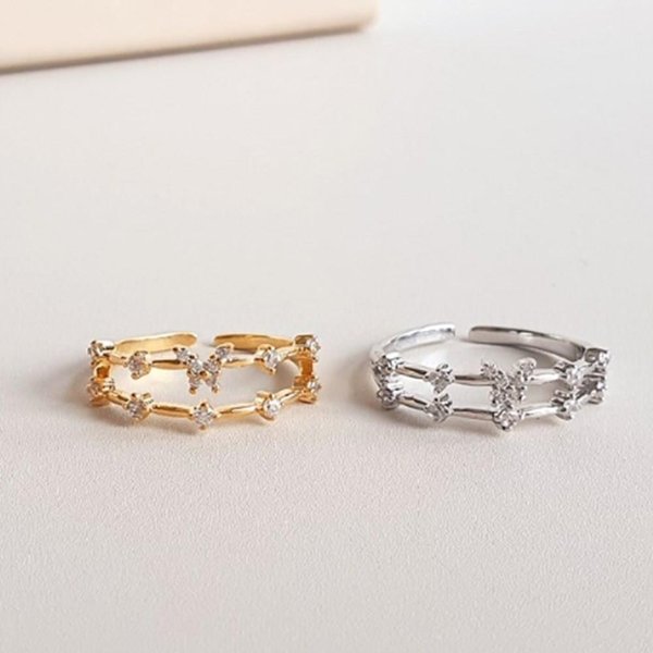 [옷자락] 여자 데일리 큐빅 트윈라인 나비 프리사이즈 반지