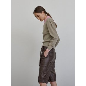 ECO LEATHER BERMUDA PANTS_CHOCOLATE