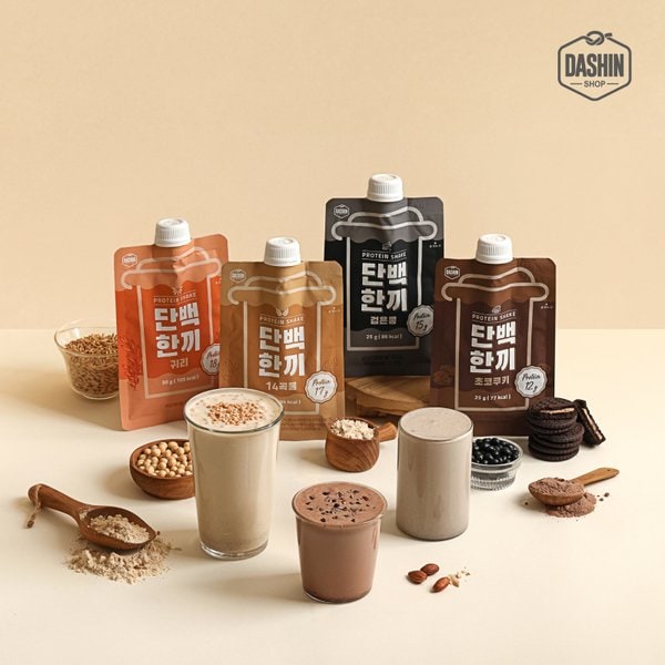 고단백 곡물 쉐이크 단백한끼 4종 7팩 1주패키지 (검은콩+14곡물+초코+귀리) / 식사대용