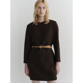 plain tweed dress_brown